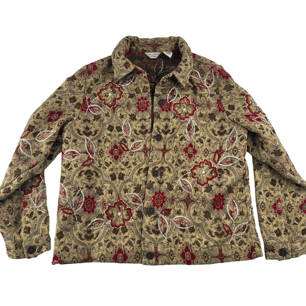 Laura Ashley Petites Women's size PM‎ Jacket Tapestry Boho Paisley